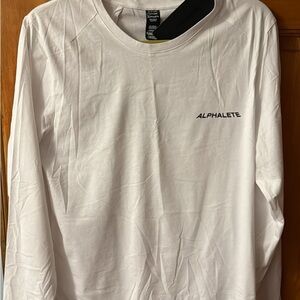 Alphalete White Long Sleeve Tee with Lime Accent
